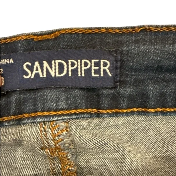 Sandpiper Dark Blue Jean Shorts with Rolled Hems and Distressed Look Size 20 EUC - Picture 4 of 7
